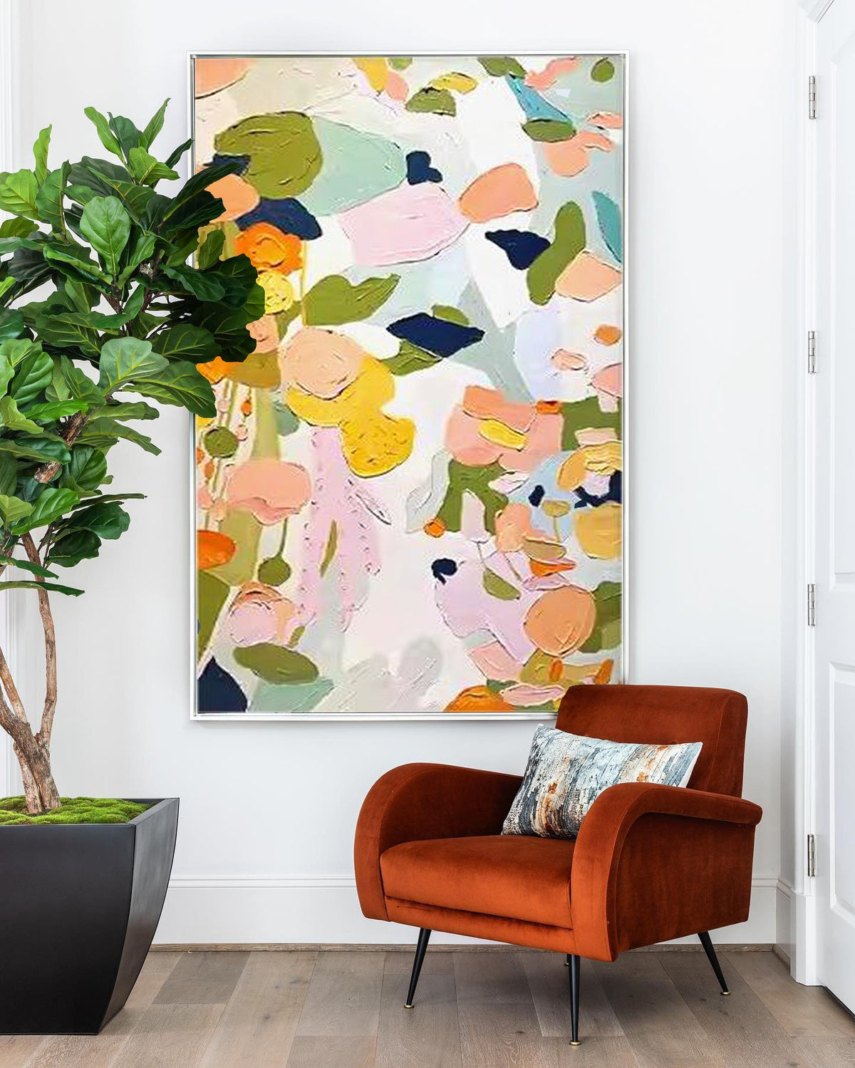 Textured Floral Impasto Painting Vibrant Pastels