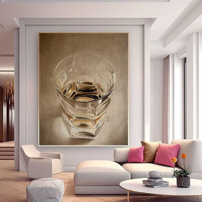 Wall Art Realistic Whiskey Glass Hyperrealism