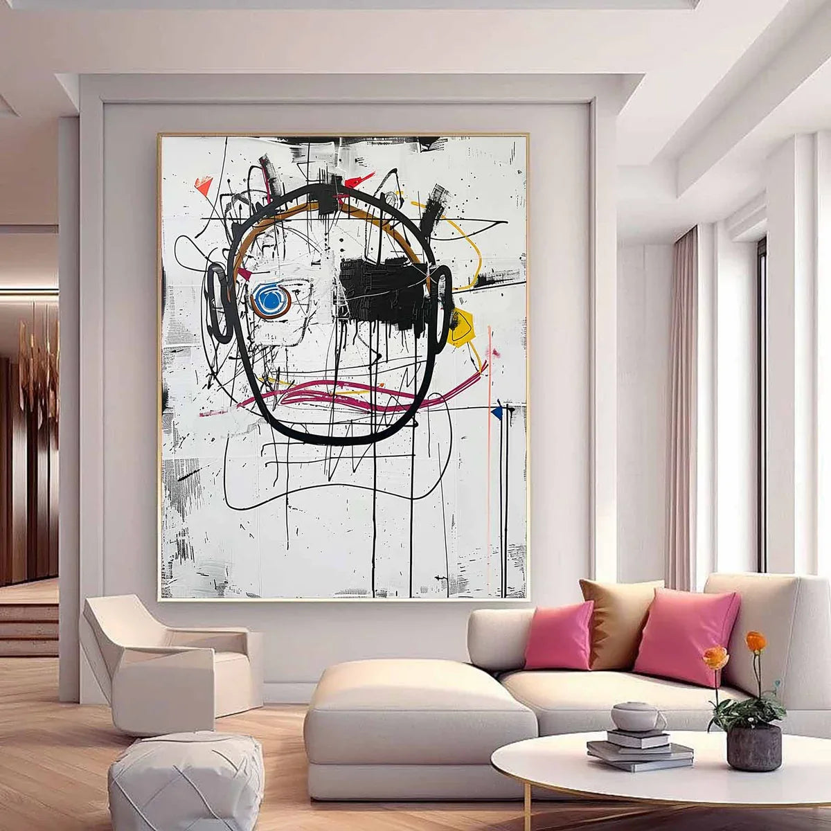 Expressive Graffiti Portrait Oil Painting Bold Line