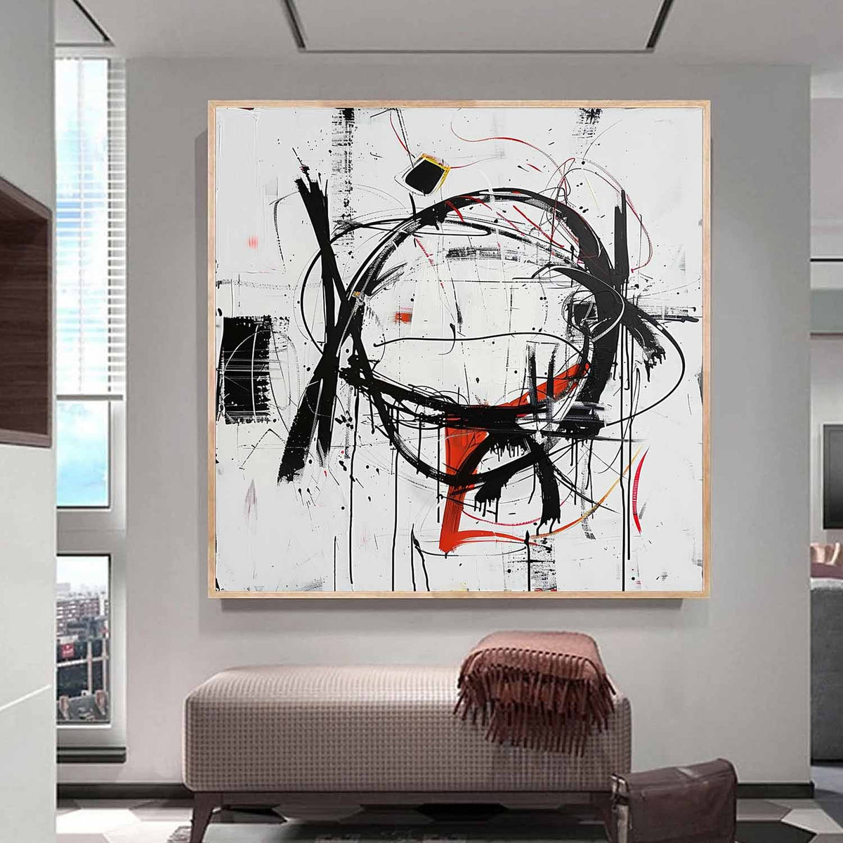 Wall Art Dynamic Textured Red Black