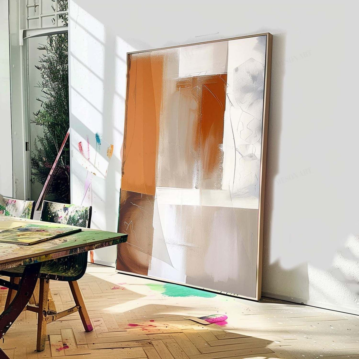 Terracotta & Neutral Abstract Painting