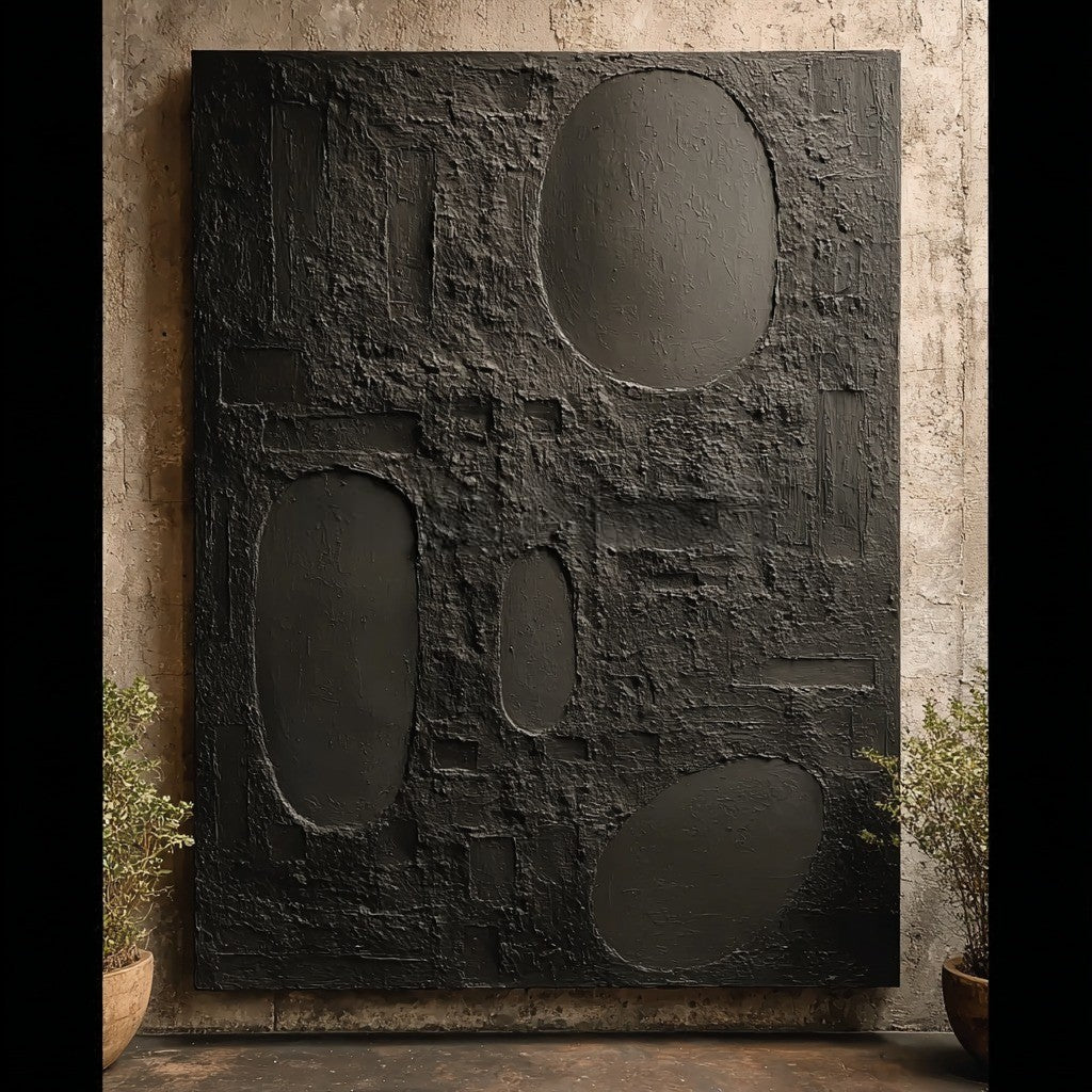 Wall Art Vertical Abstract Textured Geometric Scene Minimalist