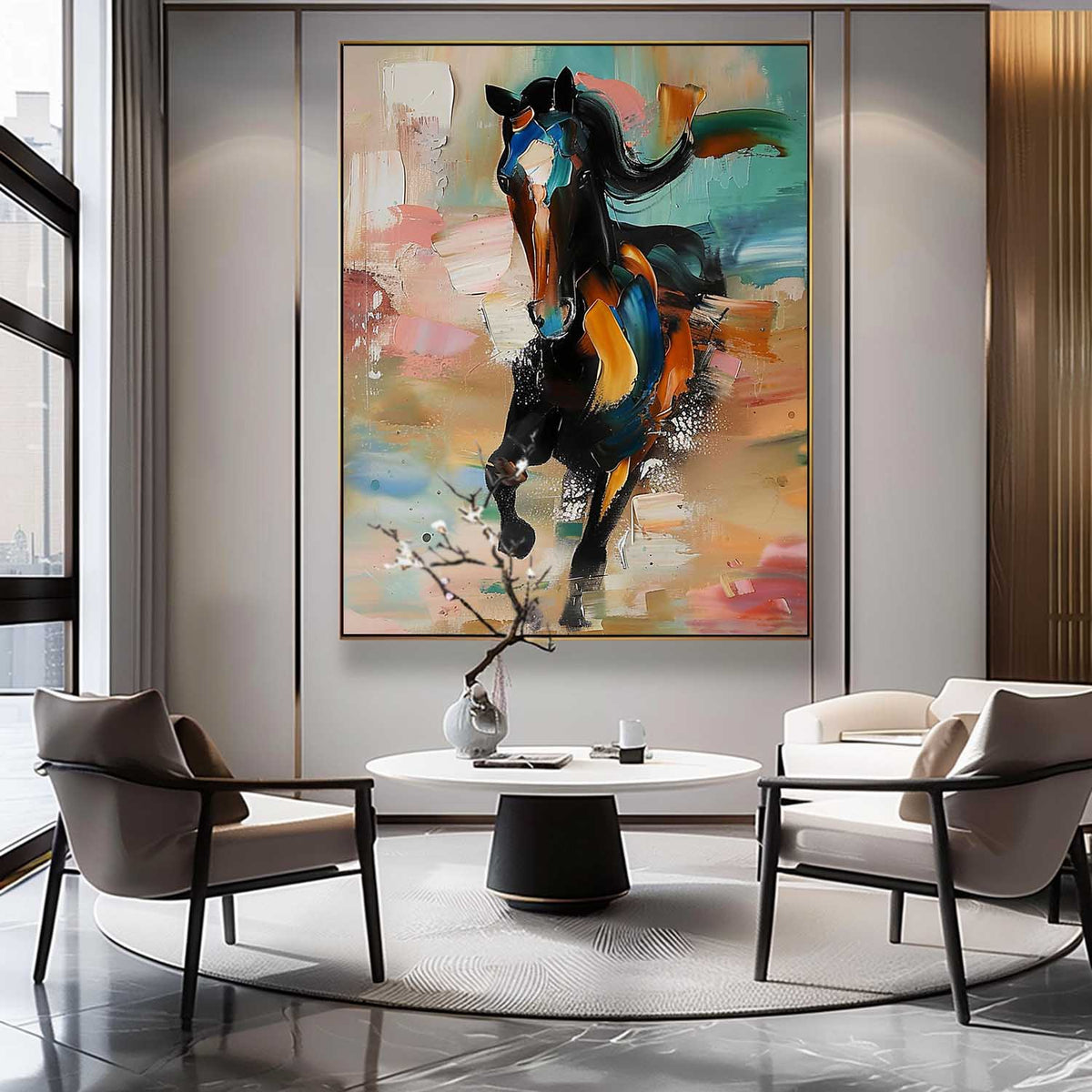 Horse Vibrant Horse Painting Colorful Impasto
