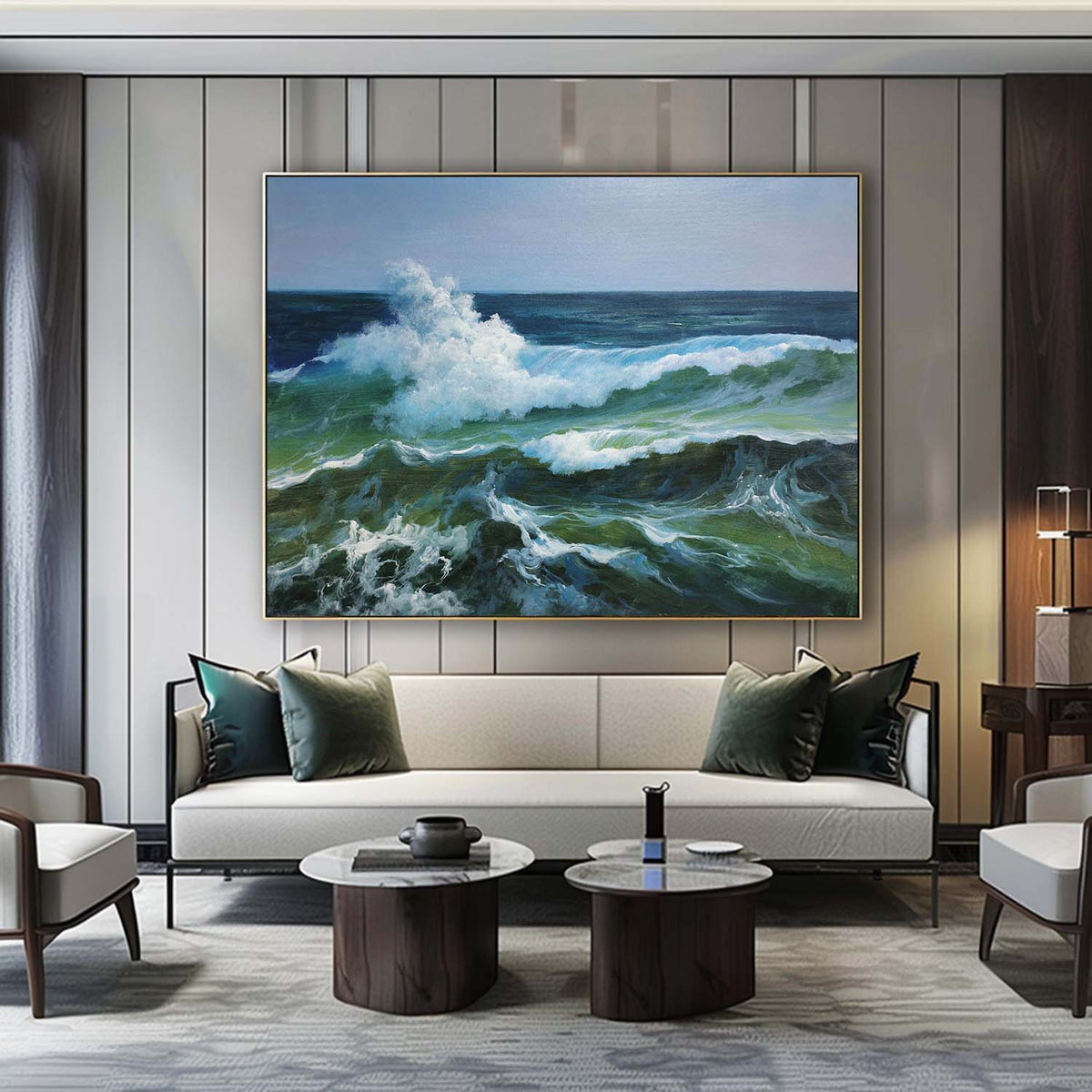 Hyperrealism Dynamic Ocean Wave Impasto Painting