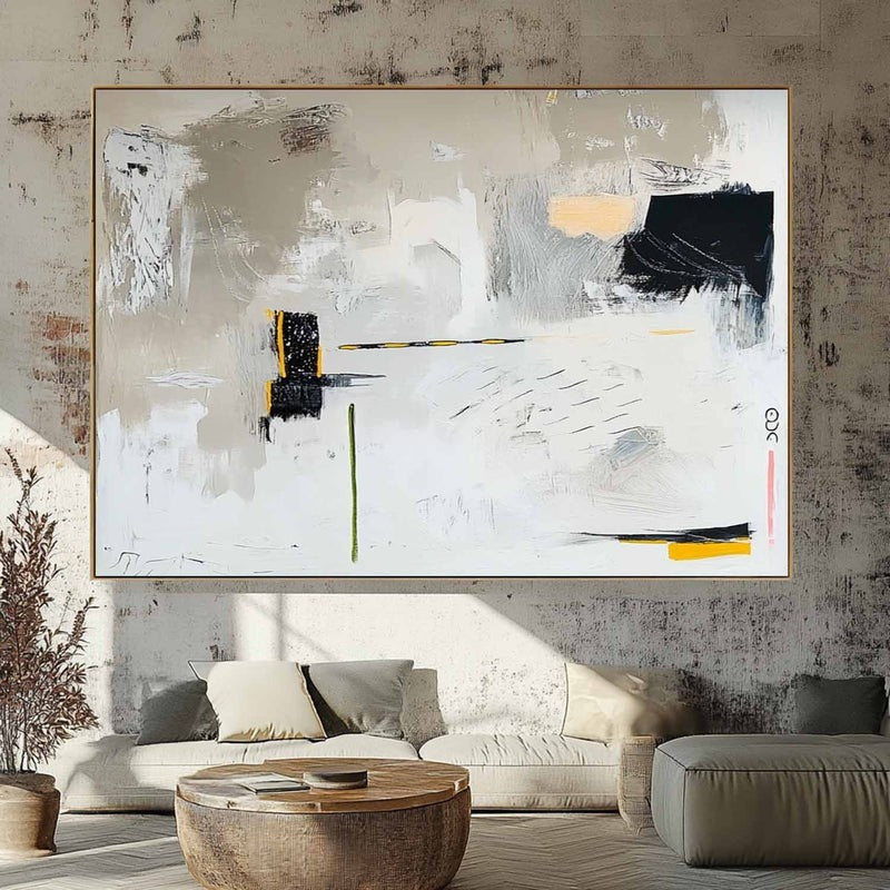 Wall Art Modern Geometric Abstract Black Yellow