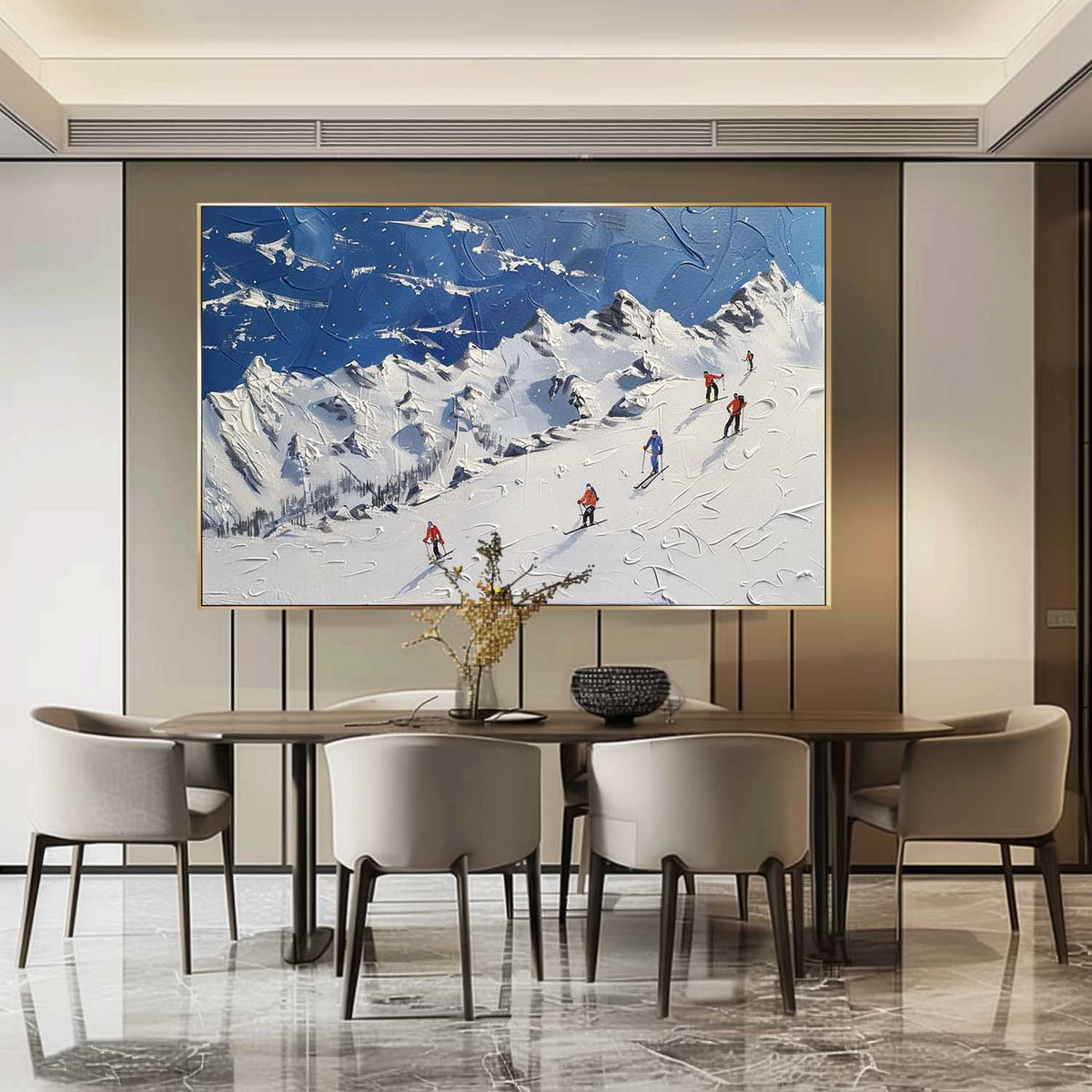 Wall Art Alpine Ski Scene Snow Winter Landscape