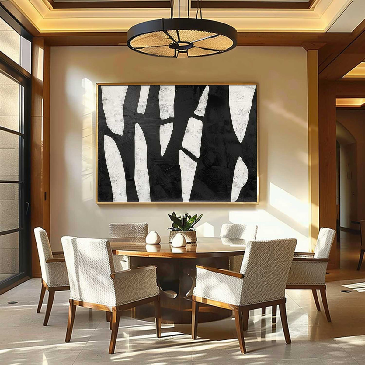 Wall Art Rectangle Abstract Geometric Monochrome