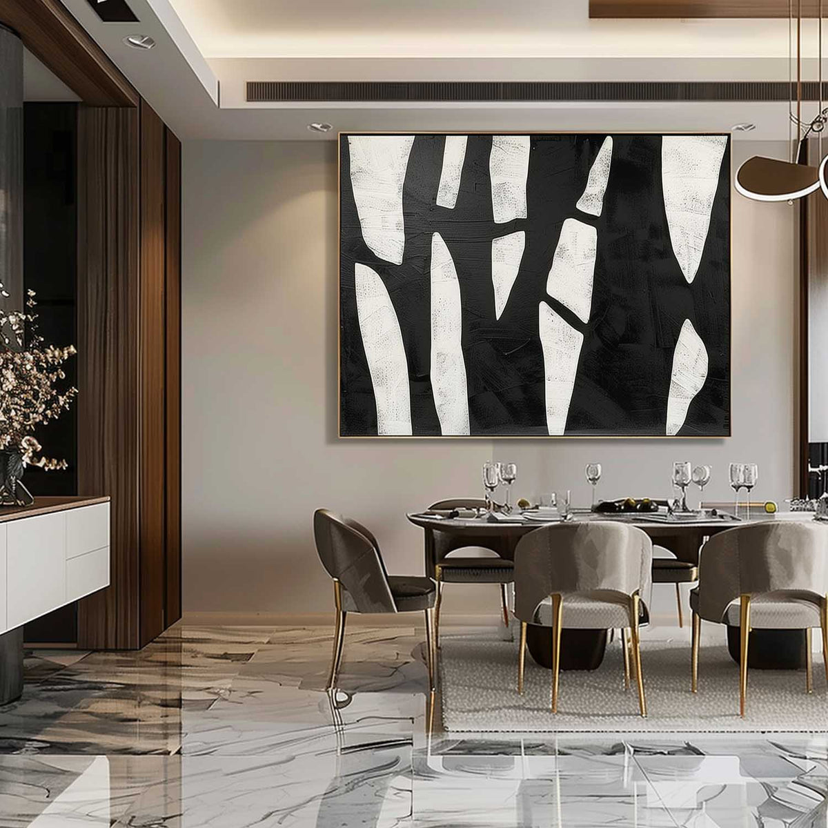 Wall Art Rectangle Abstract Geometric Monochrome