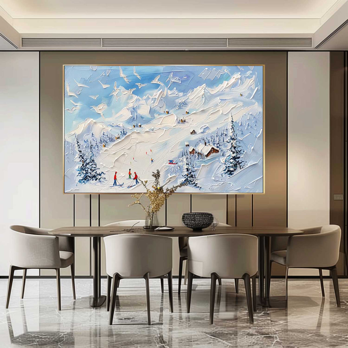 Wall Art Panoramic Impressionist Ski Resort
