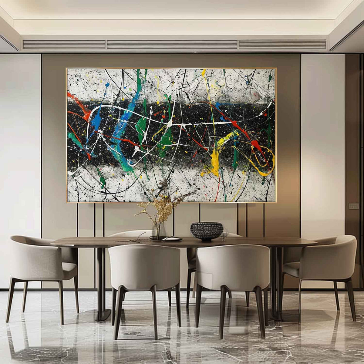 Abstract Expressionist Vibrant Splatter Action Painting