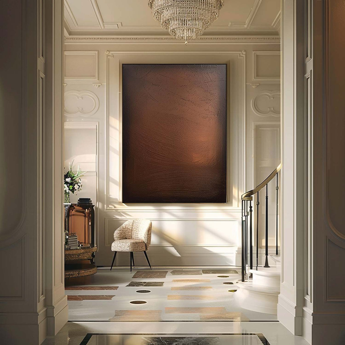 Bronze Metallic Textured Oil Painting Minimalist