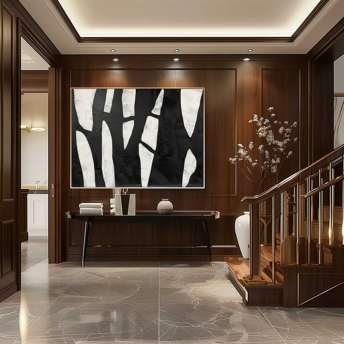 Wall Art Rectangle Abstract Geometric Monochrome