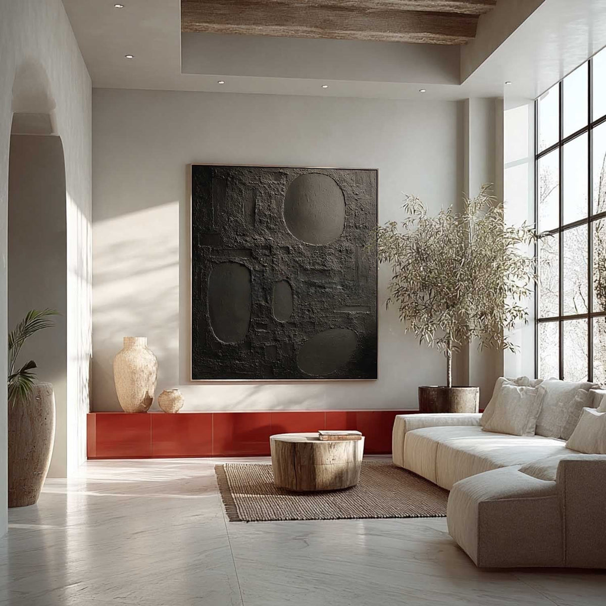 Wall Art Vertical Abstract Textured Geometric Scene Minimalist