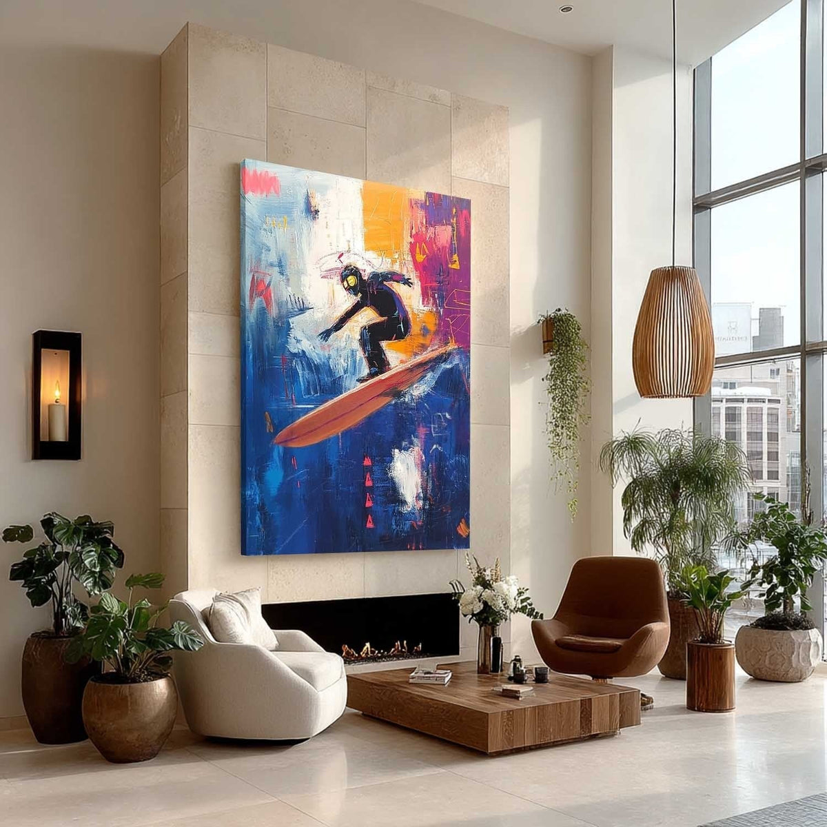 Wall Art Sleek Textured Goggled Surfer