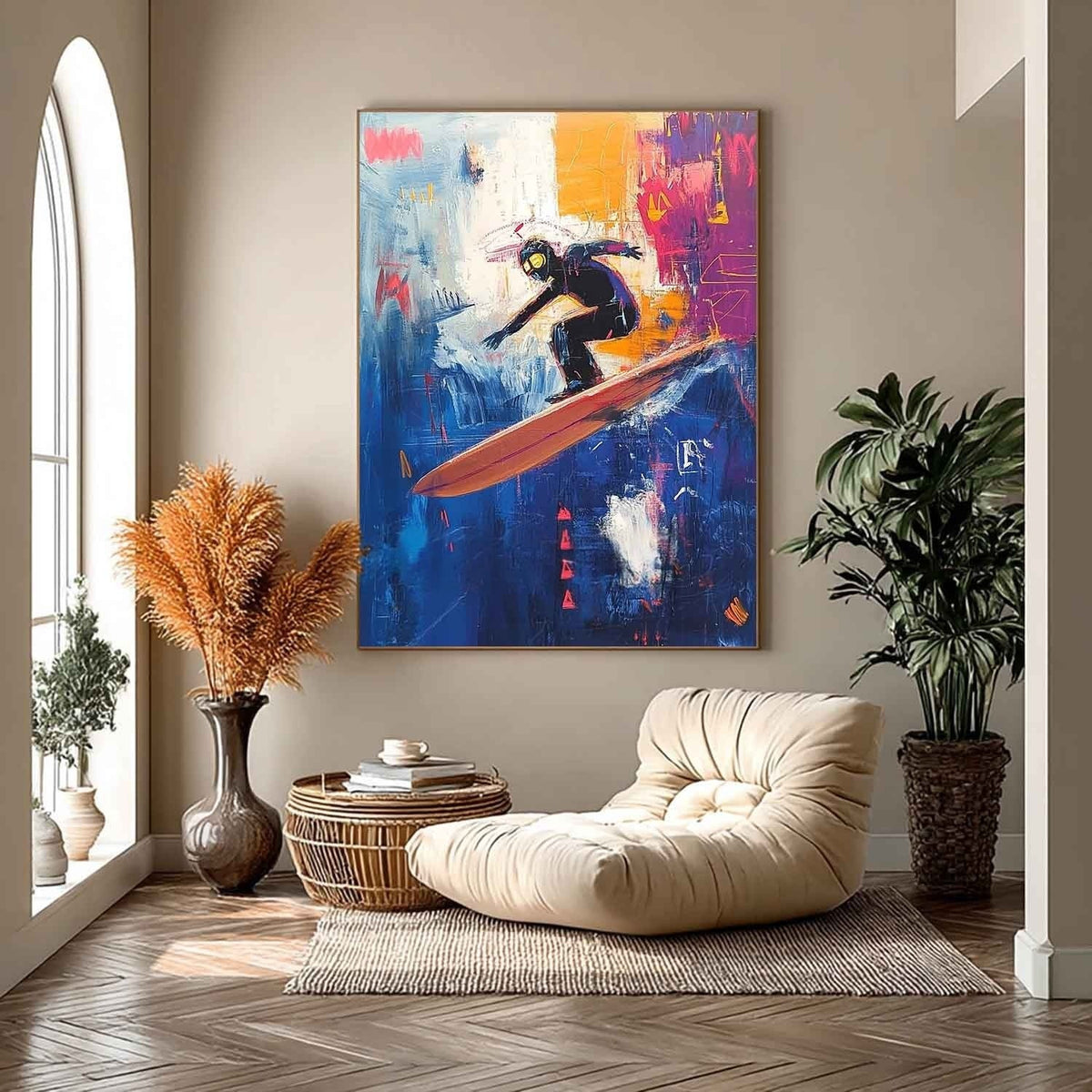 Wall Art Sleek Textured Goggled Surfer