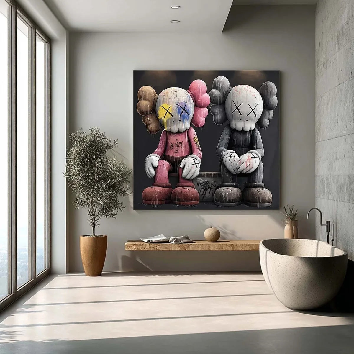 Wall Art Bold Textured Kaws Companion