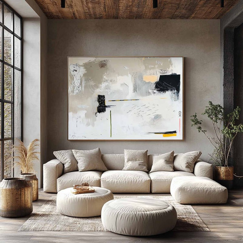 Wall Art Modern Geometric Abstract Black Yellow
