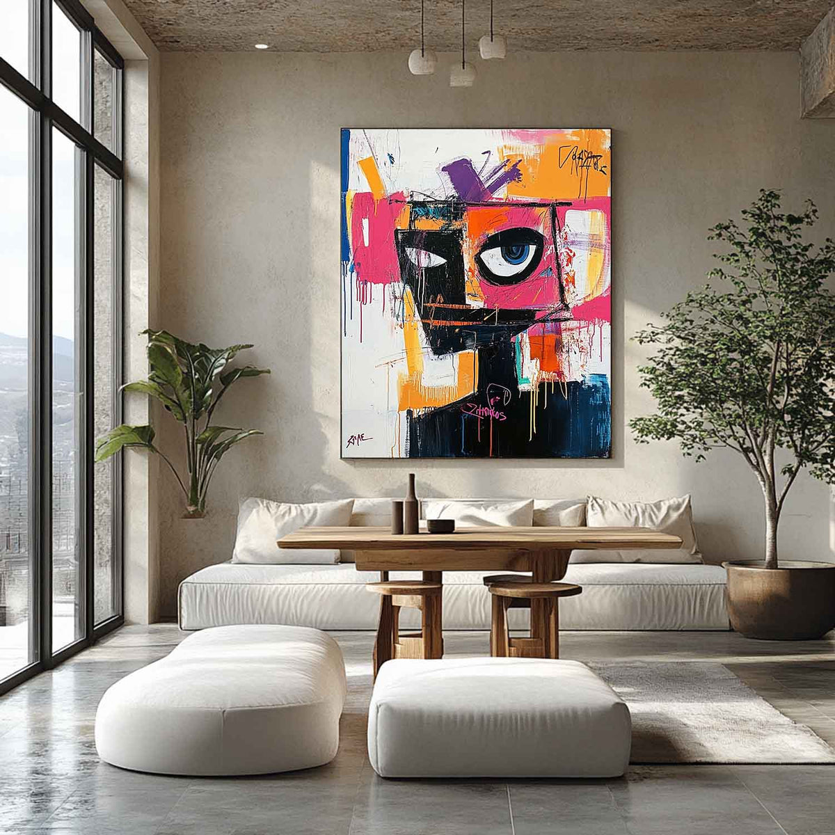 Bold Abstract Portrait Graffiti Painting