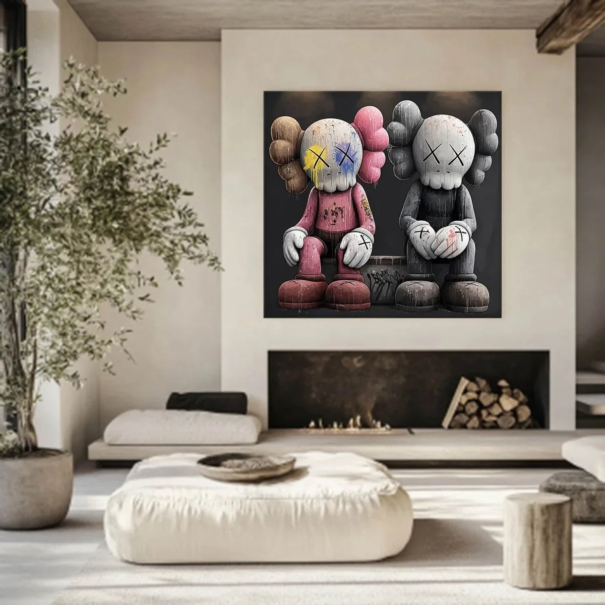Wall Art Bold Textured Kaws Companion