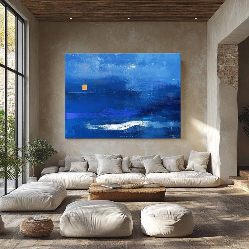 Wall Art Tranquil Textured Blue Mountain