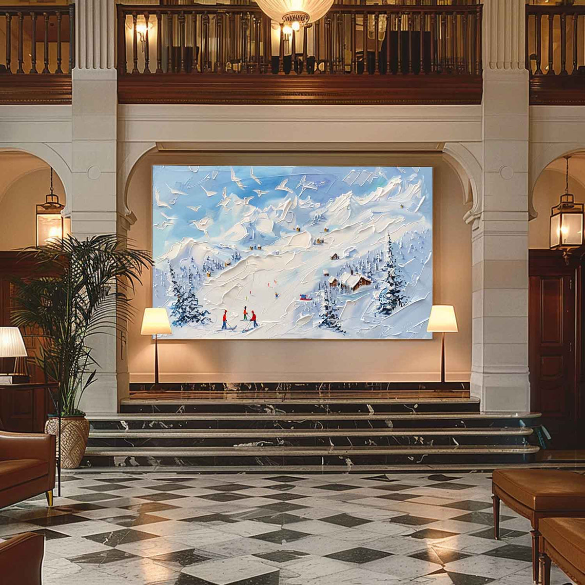 Wall Art Panoramic Impressionist Ski Resort