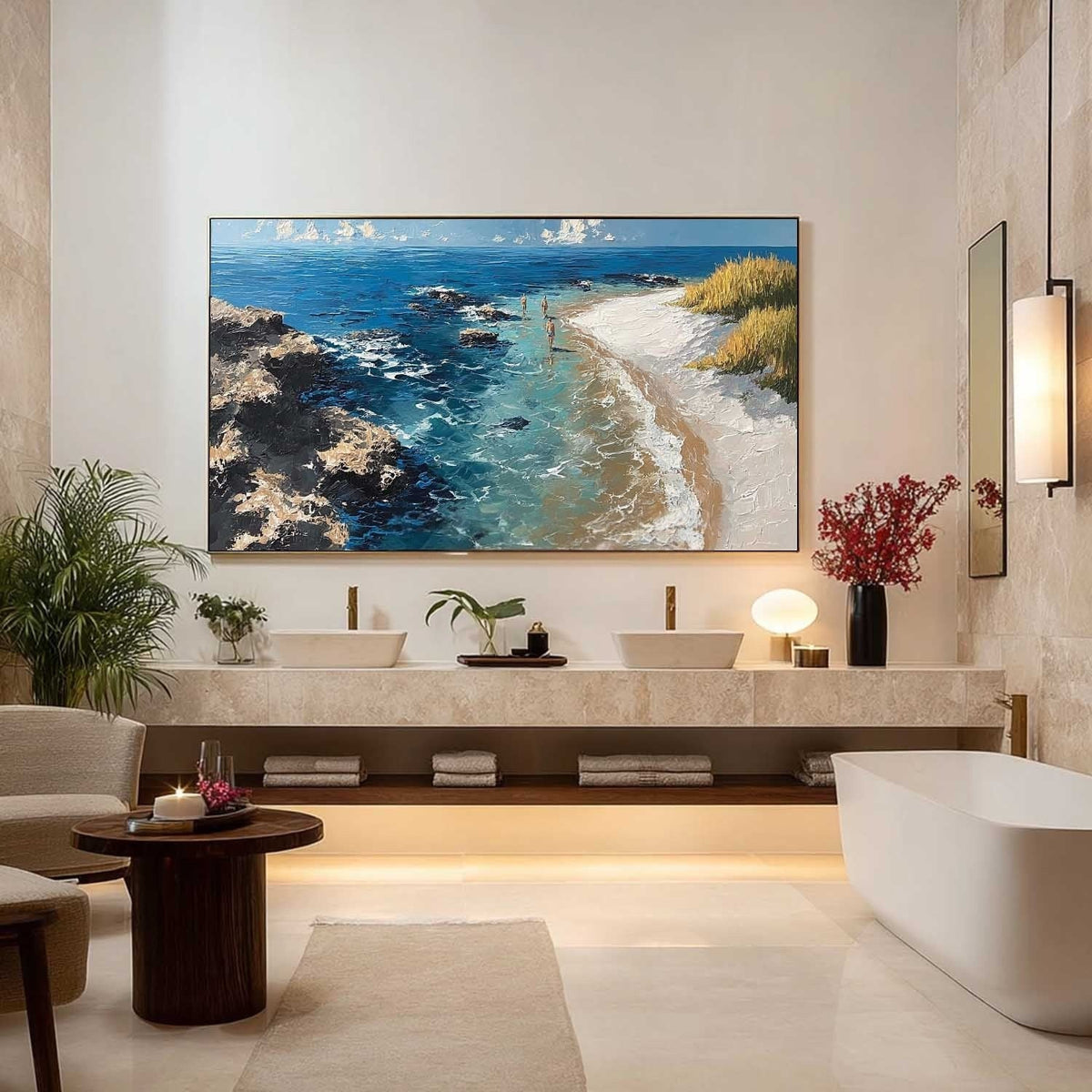 Cliffside Beach Impasto Painting