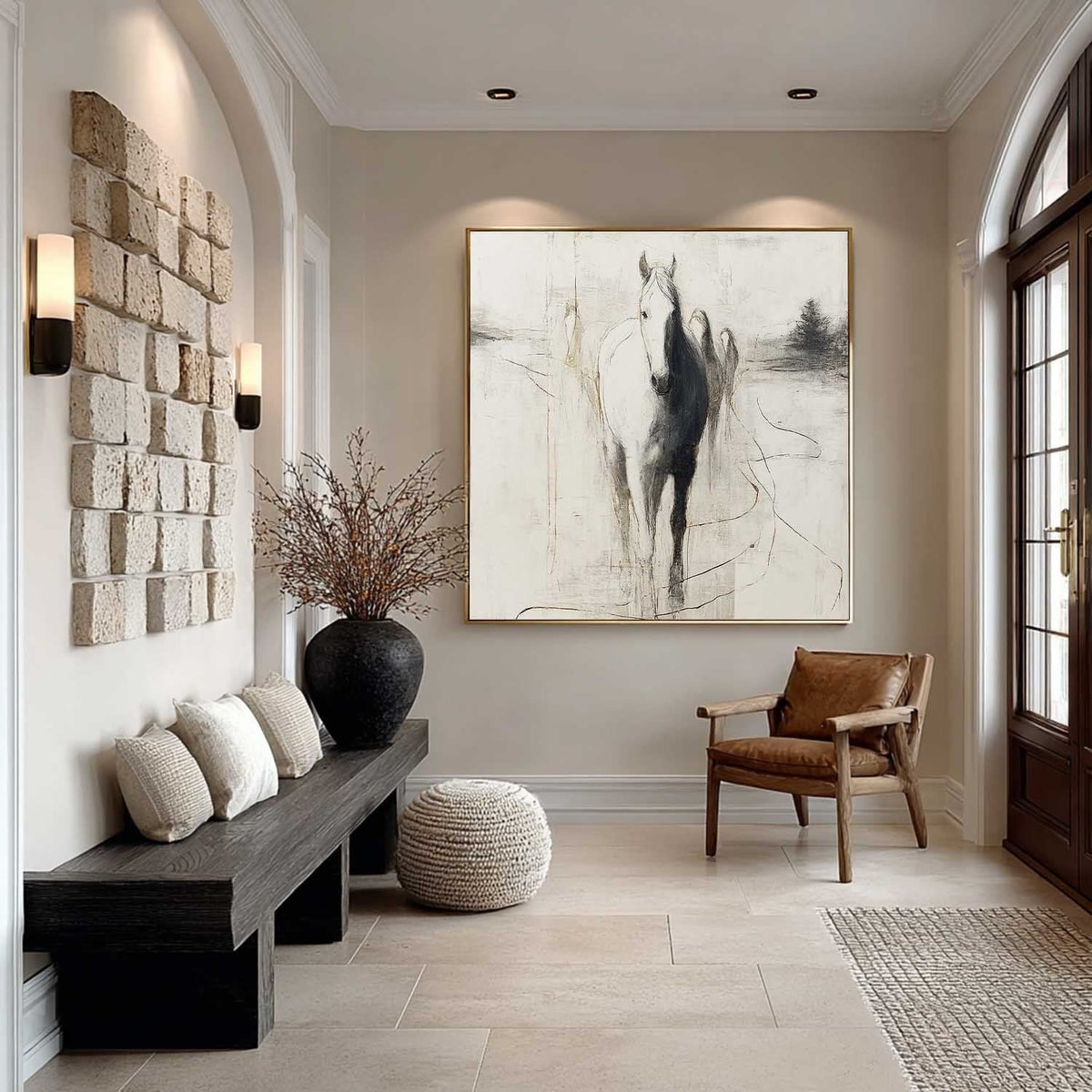 Wall Art Monochrome Horse Sketch Animal