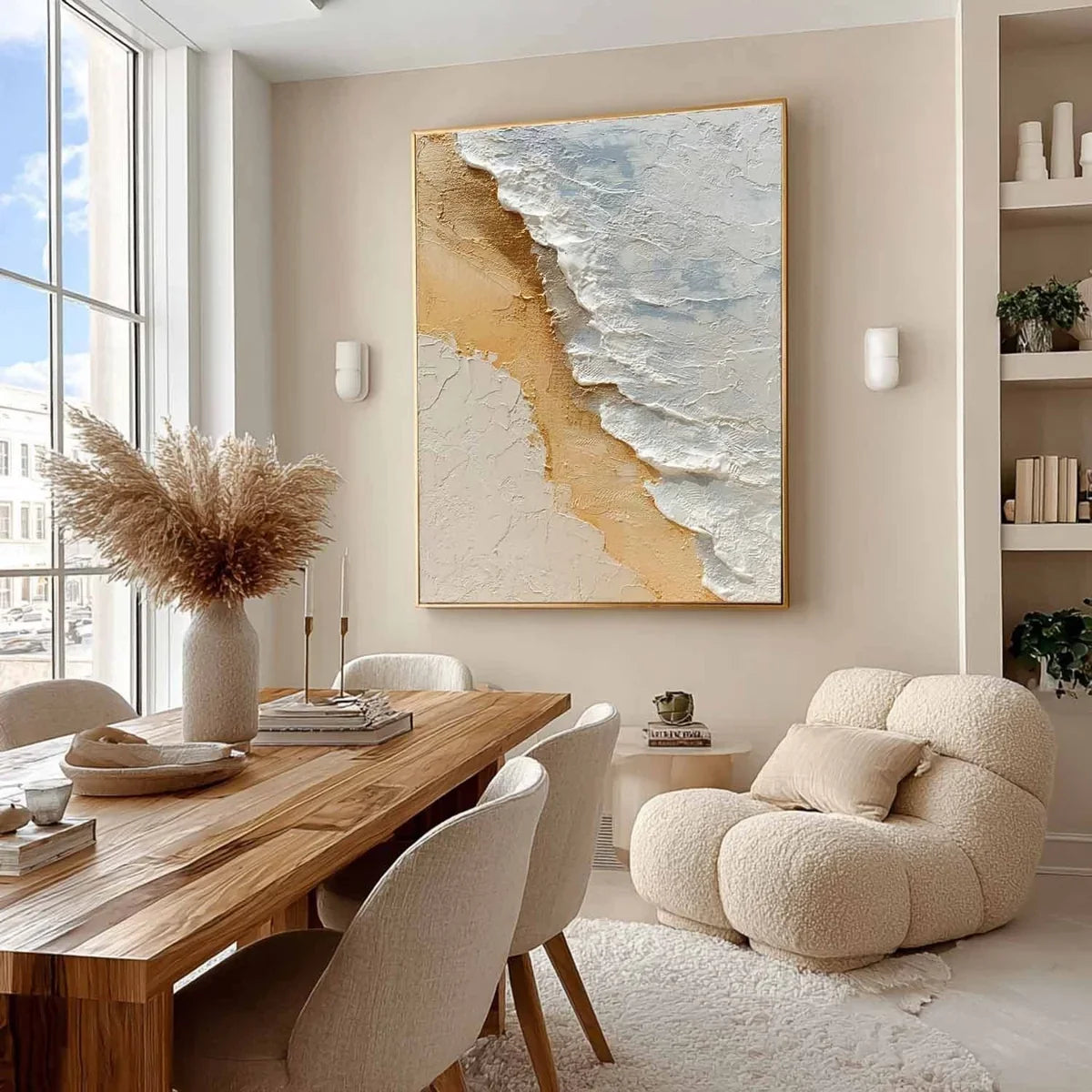Aerial Beach Shoreline Impasto Painting