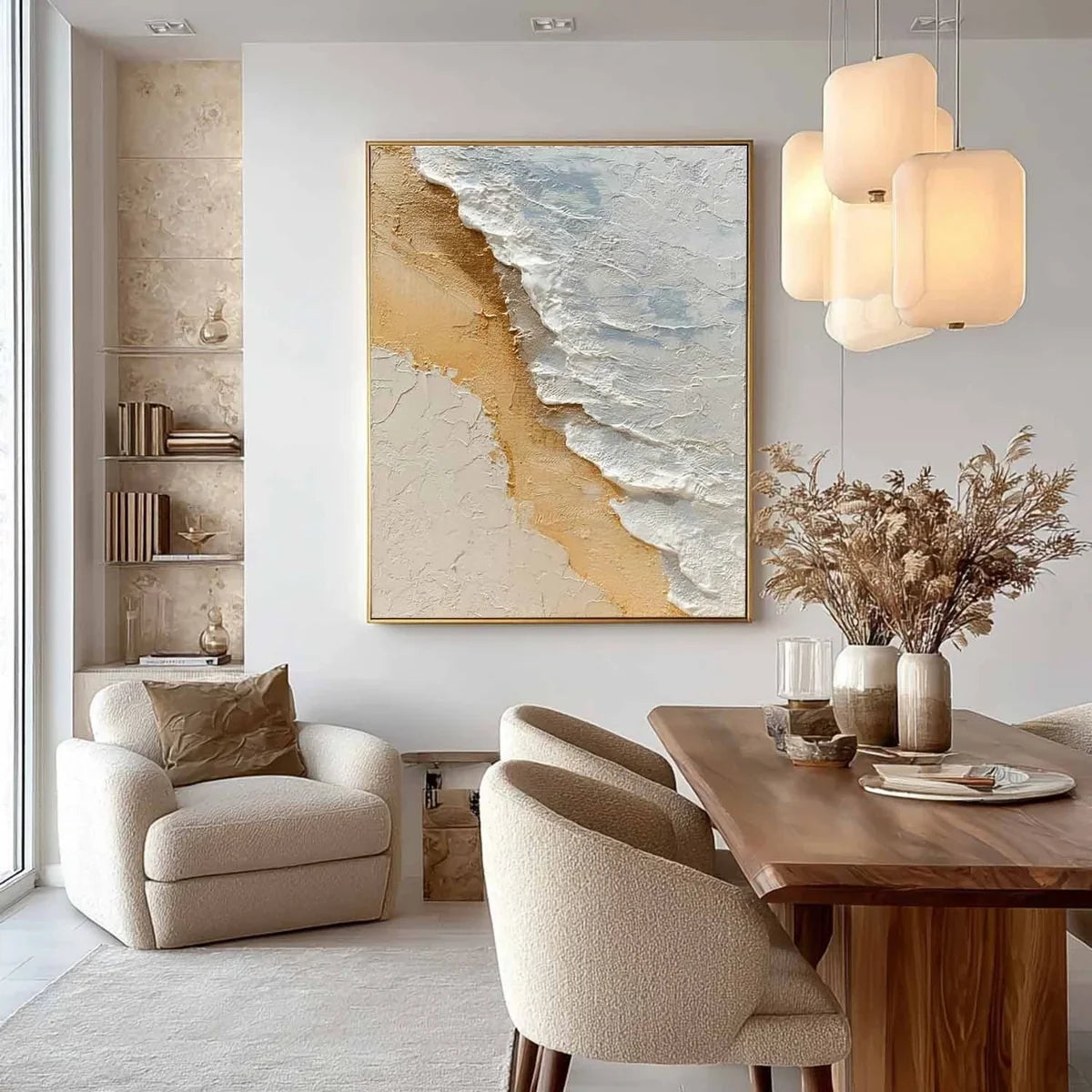 Aerial Beach Shoreline Impasto Painting