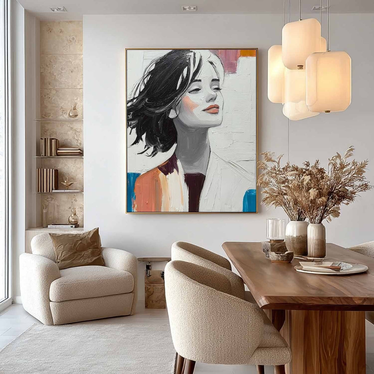 Serene Woman Portrait 3D Impasto Painting - Neutralighting