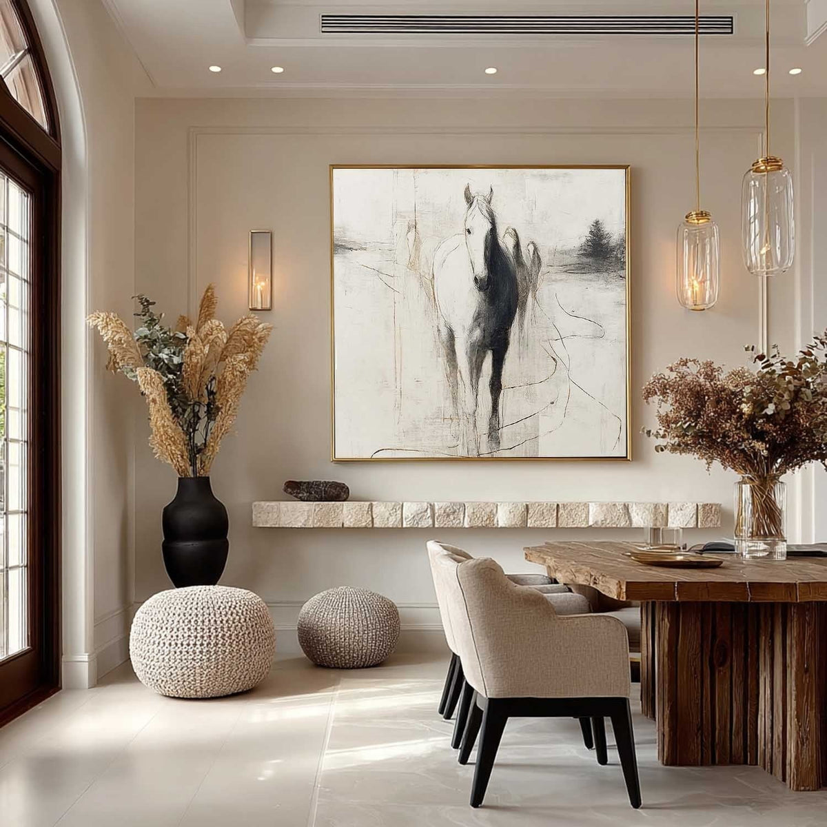 Wall Art Monochrome Horse Sketch Animal