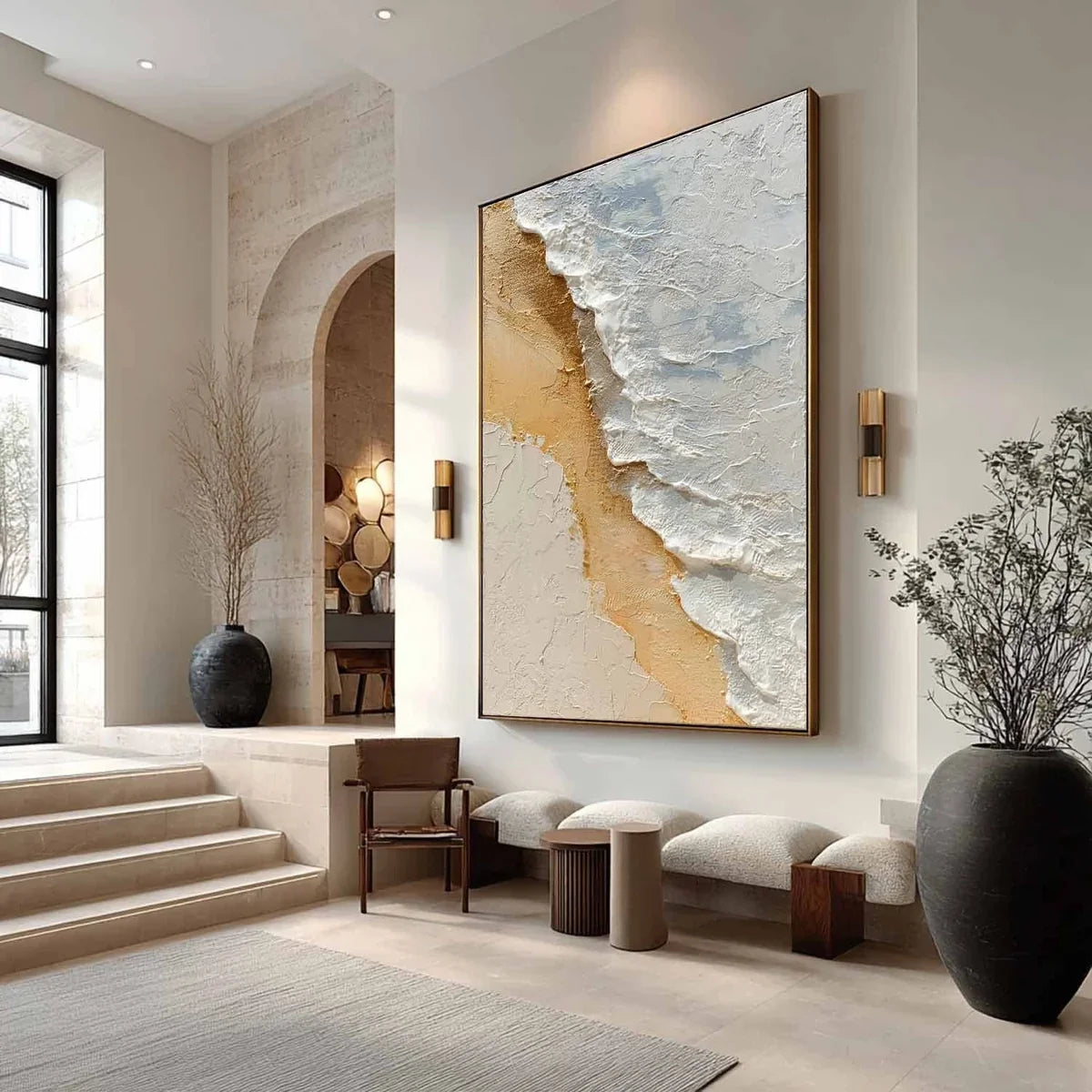 Aerial Beach Shoreline Impasto Painting