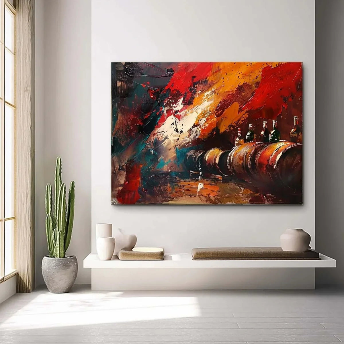 Wall Art Bold Textured Wine Barrel Bottle