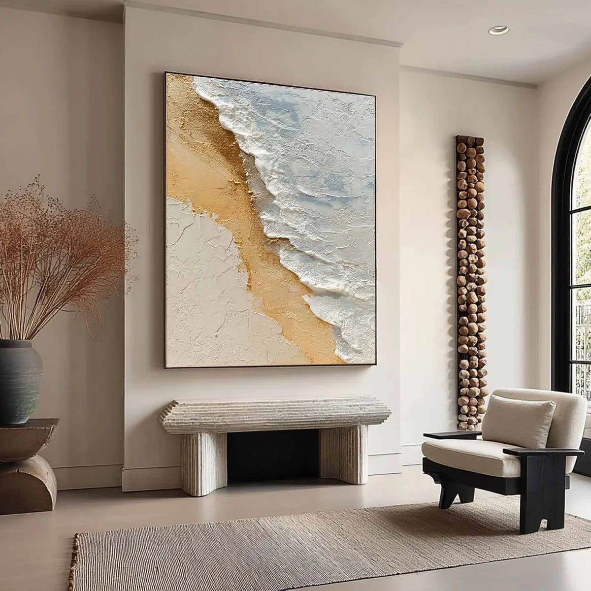 Aerial Beach Shoreline Impasto Painting