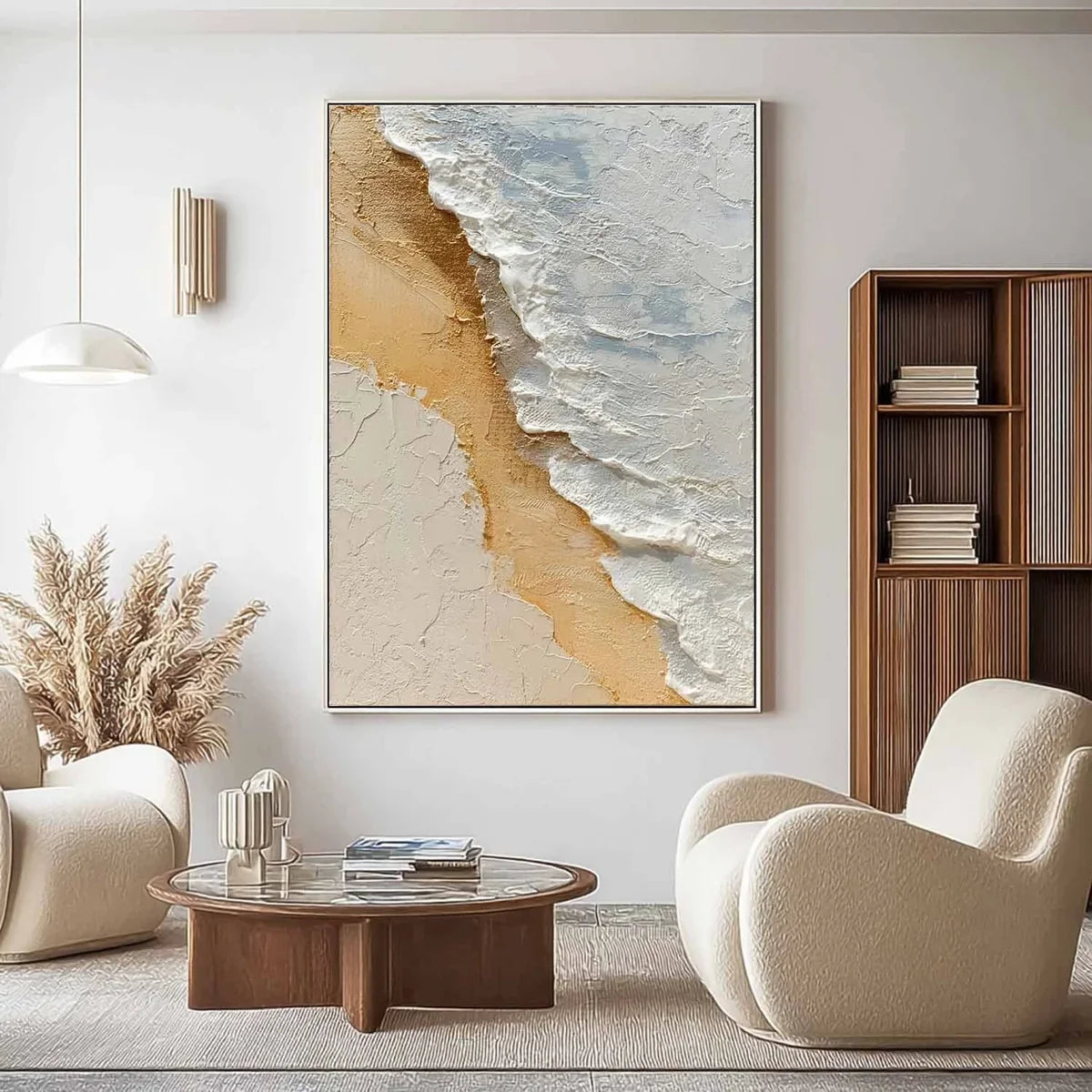 Aerial Beach Shoreline Impasto Painting