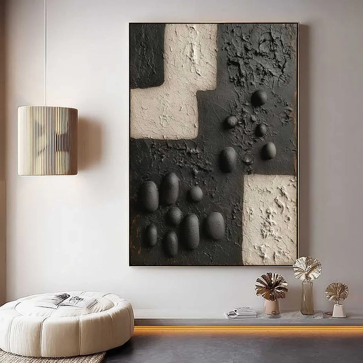 Wall Art Vertical 3D Geometric Pebble