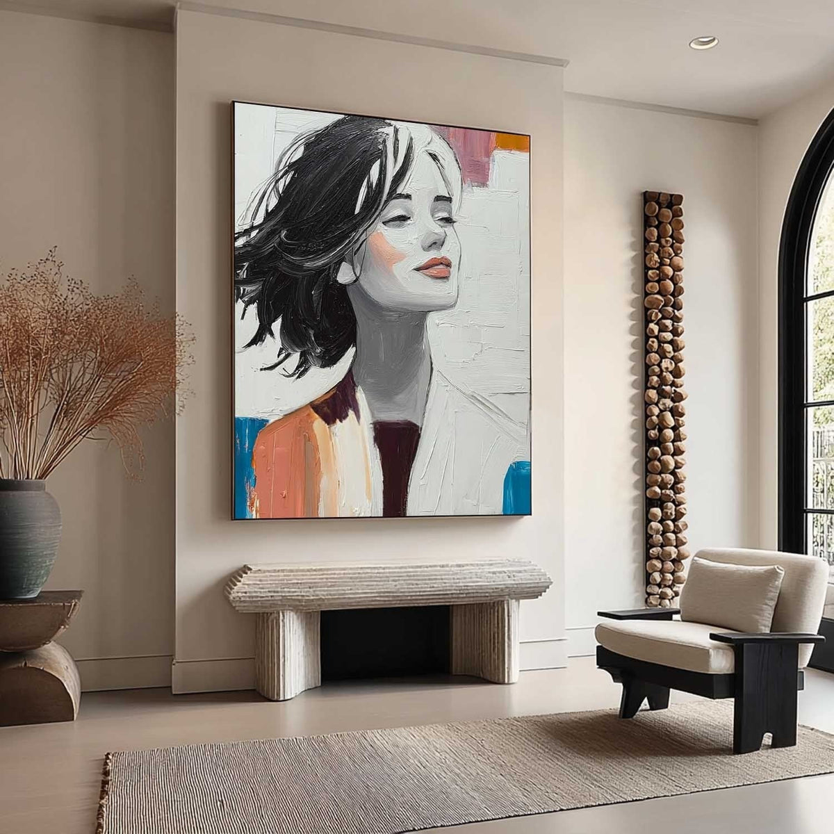 Serene Woman Portrait 3D Impasto Painting - Neutralighting