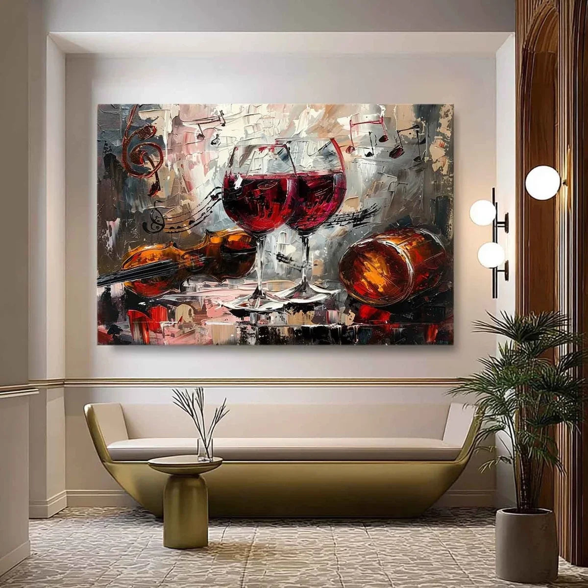 Wall Art Lyrical Textured Wine Glass