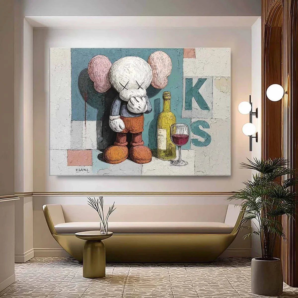 Wall Art Playful Textured Kaws Companion