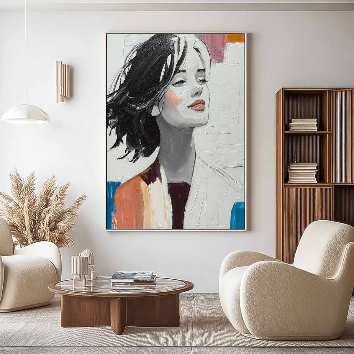 Serene Woman Portrait 3D Impasto Painting - Neutralighting