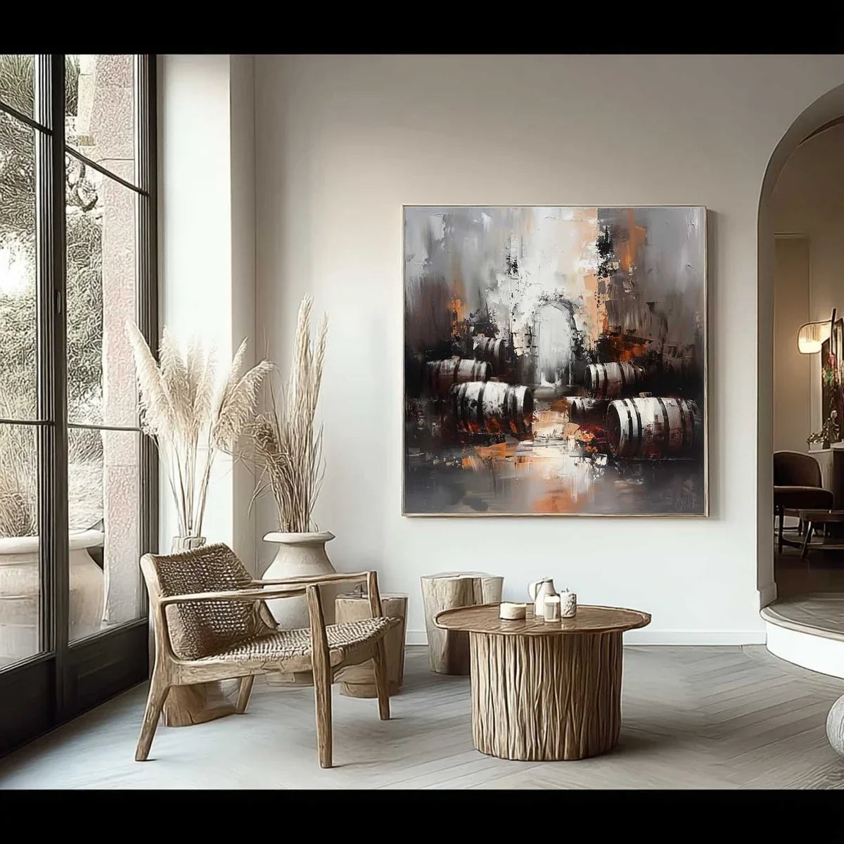 Wall Art Rustic Textured Wine Barrel