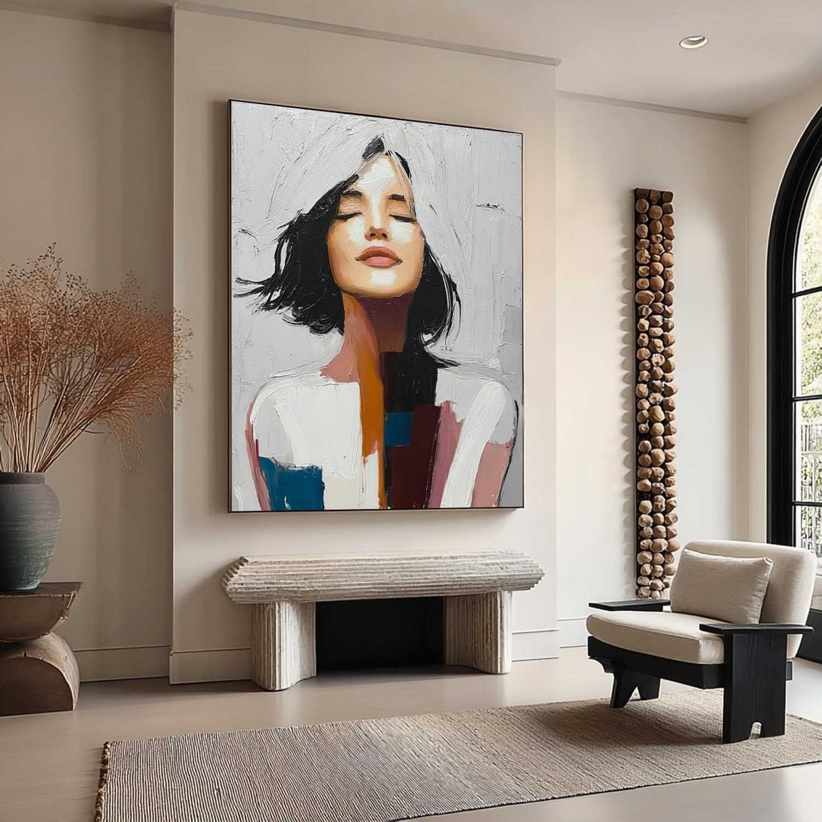 Peaceful Contemplation 3D Impasto Painting - Neutralighting