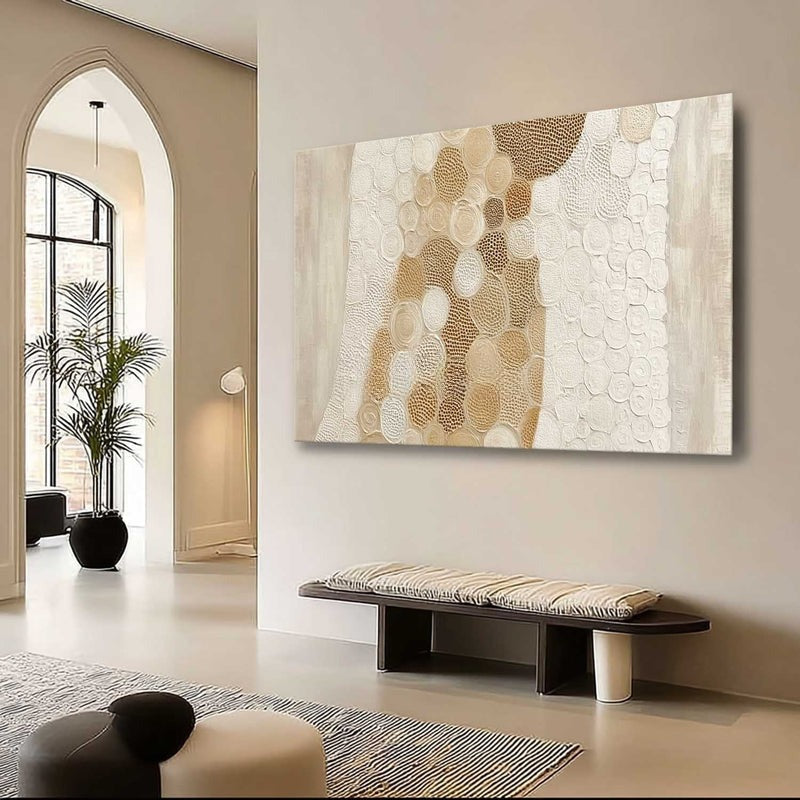 Beige White Organic Abstract Painting