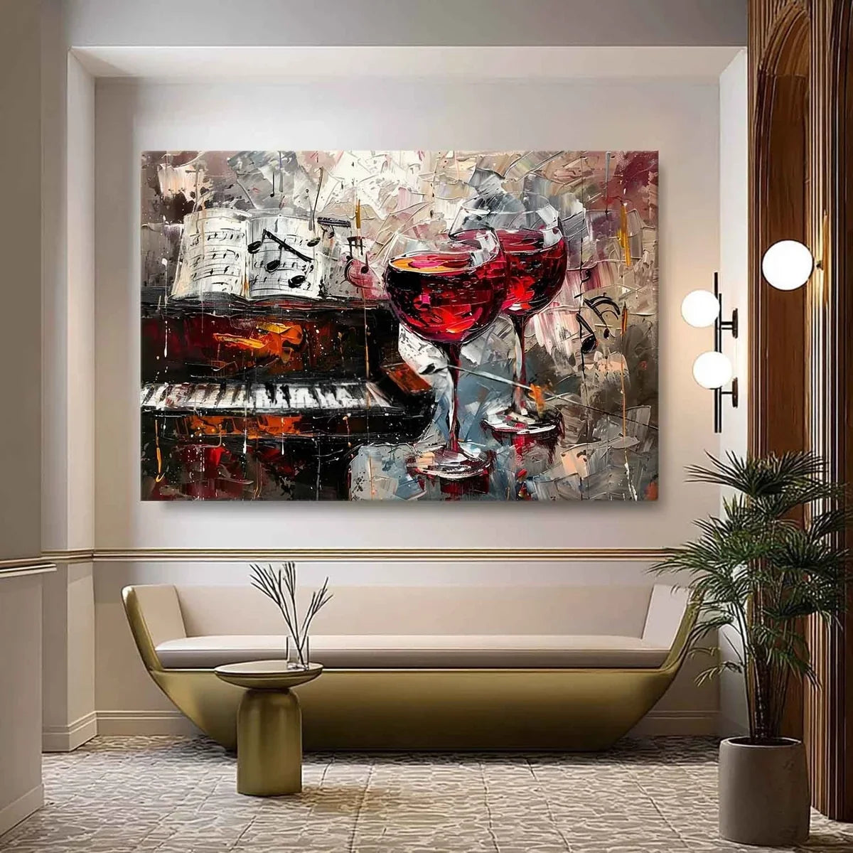 Wall Art Melodic Textured Wine Glass