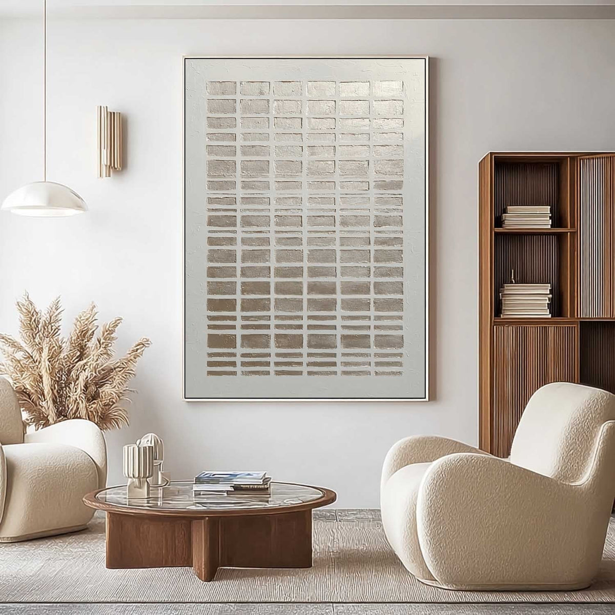 Wall Art Minimalist Gradient Grid Beige