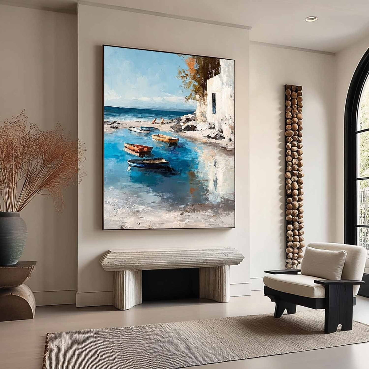 Wall Art Mediterranean Coastal Boats Beach