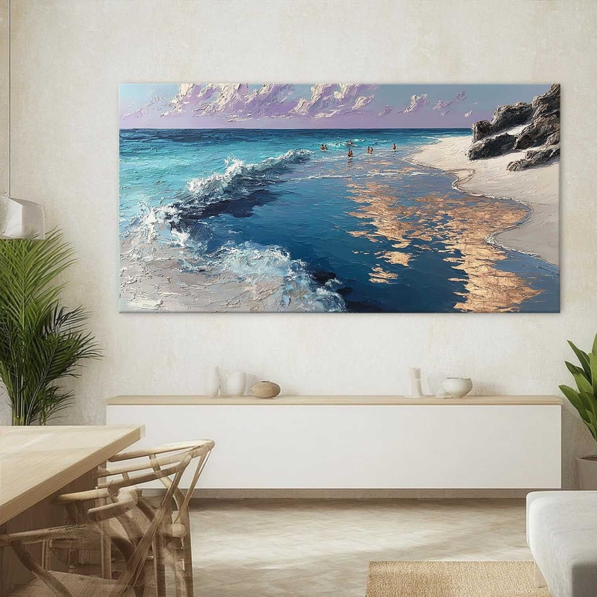 Golden Hour Beach Impasto Painting