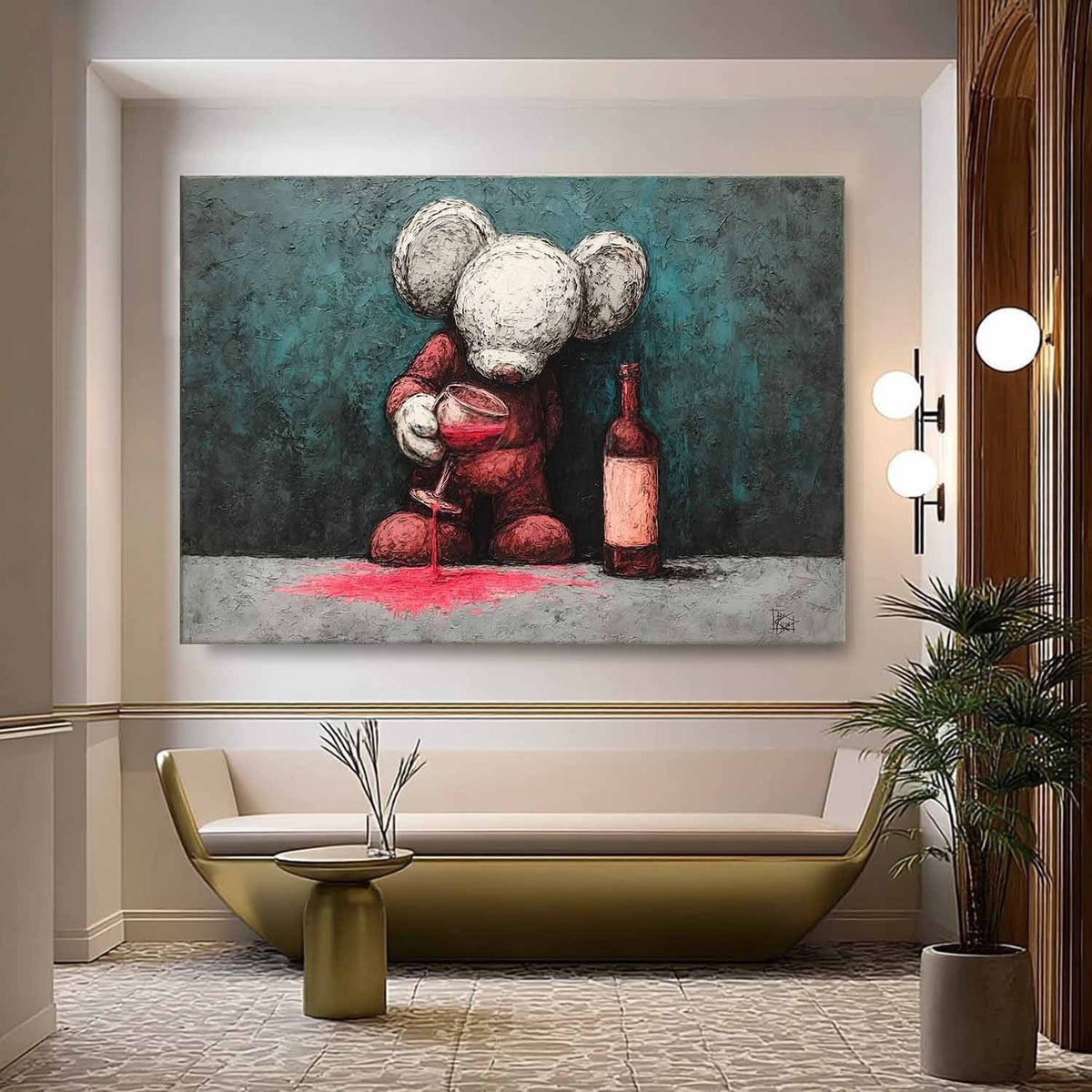 Wall Art Panoramic Textured Cartoon Character Scene Moody