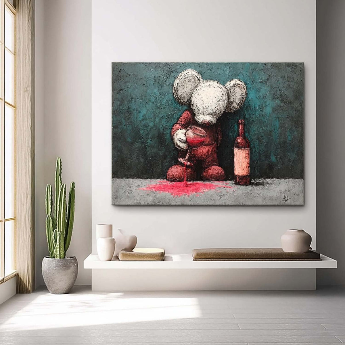 Wall Art Panoramic Textured Cartoon Character Scene Moody