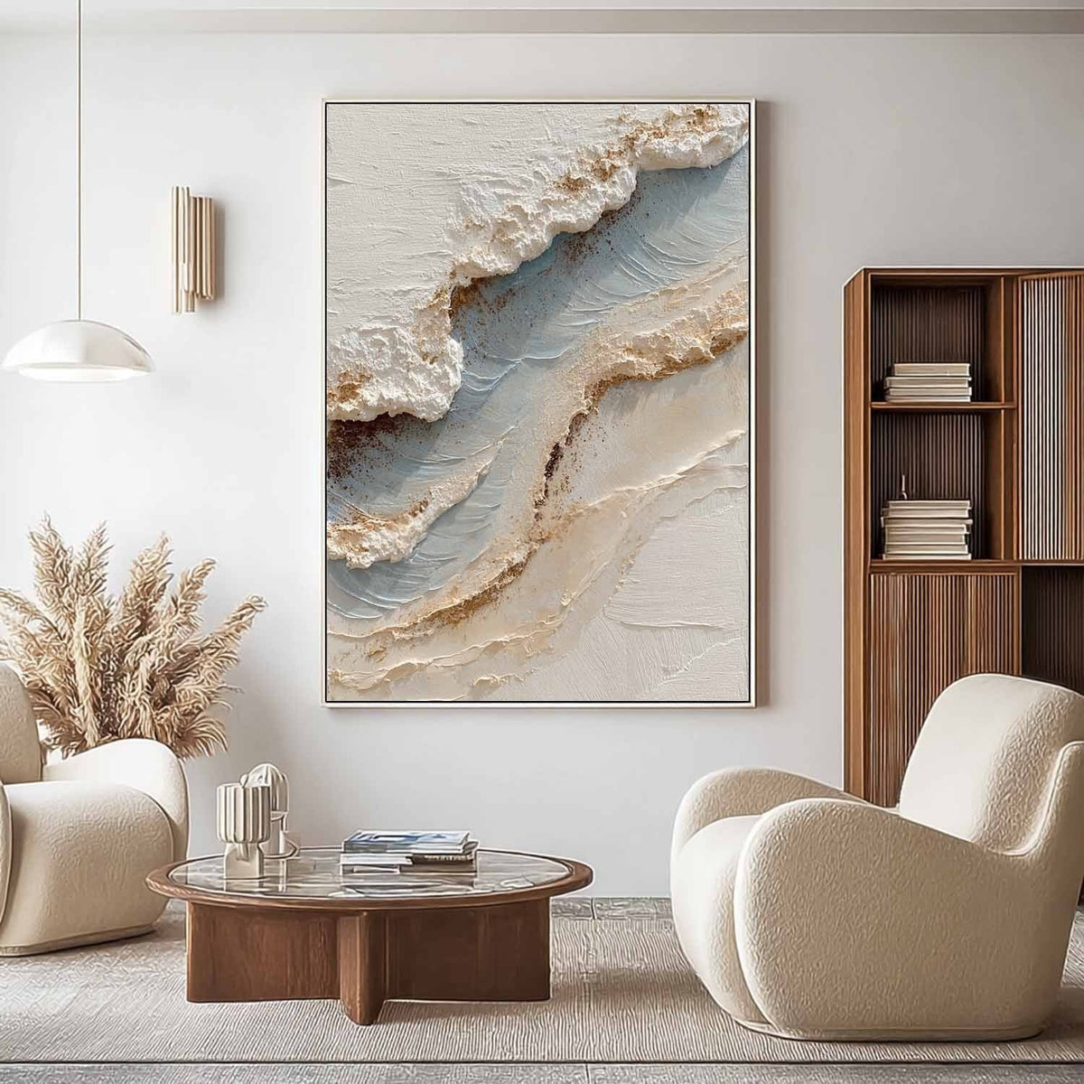Wall Art Abstract Coastal Wave Beige Blue